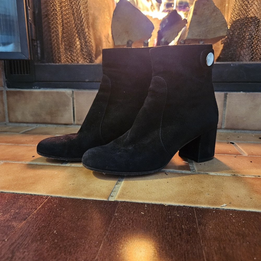 Gianvito Rossi MILAN Linden  Mid Bootie Black Suede Size 37-1/2
